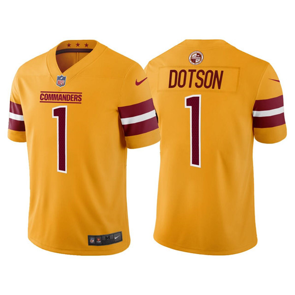 Men & Women & Youth Washington Commanders 1 Jahan Dotson Gold Vapor Untouchable Stitched Football Jersey->seattle seahawks->NFL Jersey